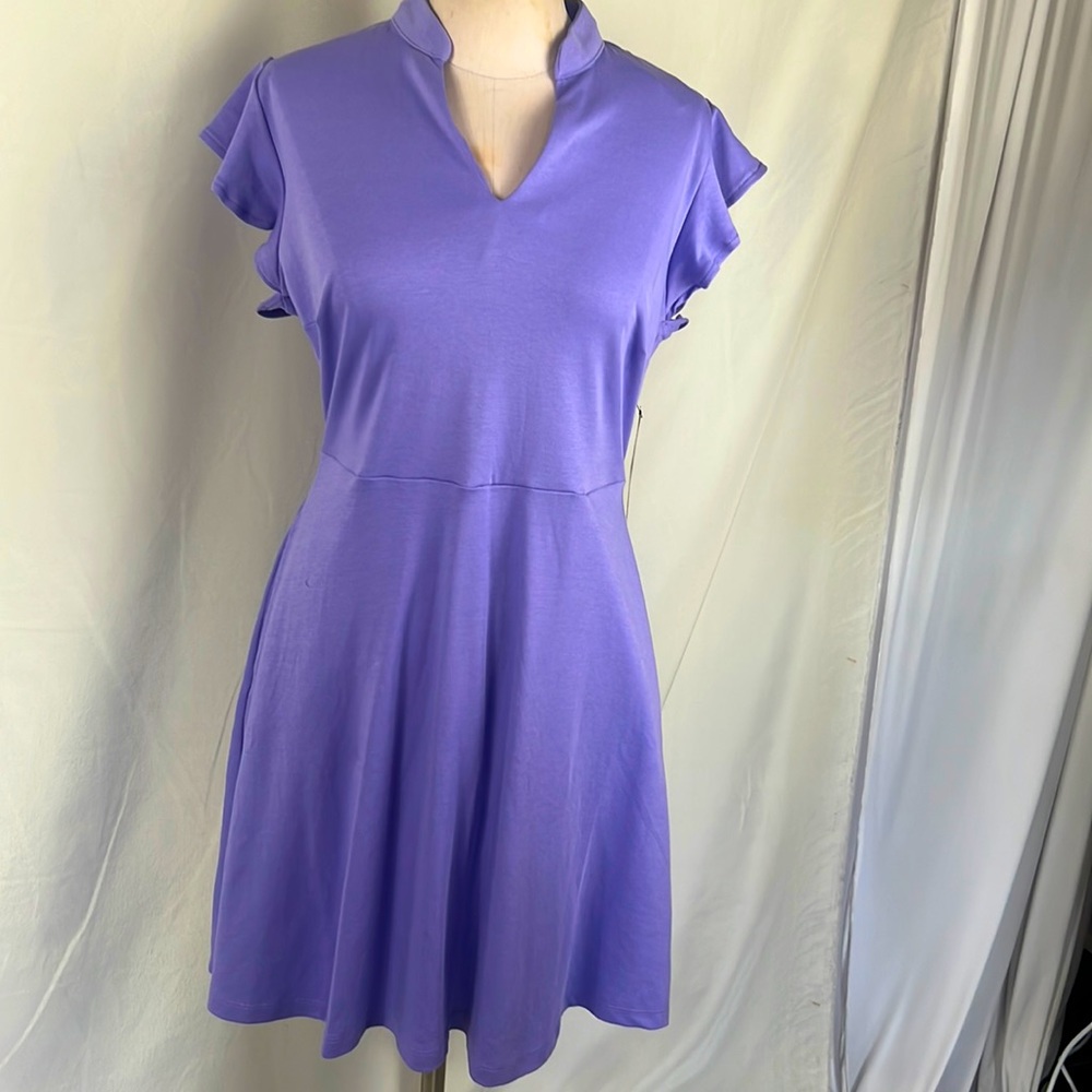 NWT Purple Ruffled Cotton Fit and Flare Dress